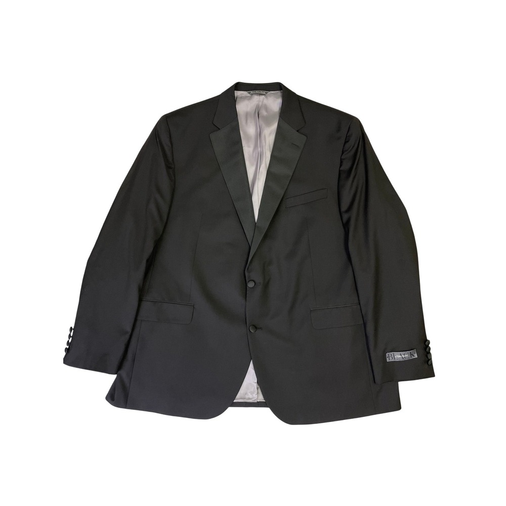 NEW Black by Vera Wang Mens 100% Wool Tuxedo Jacket 50L Black Peak Lapel Blazer